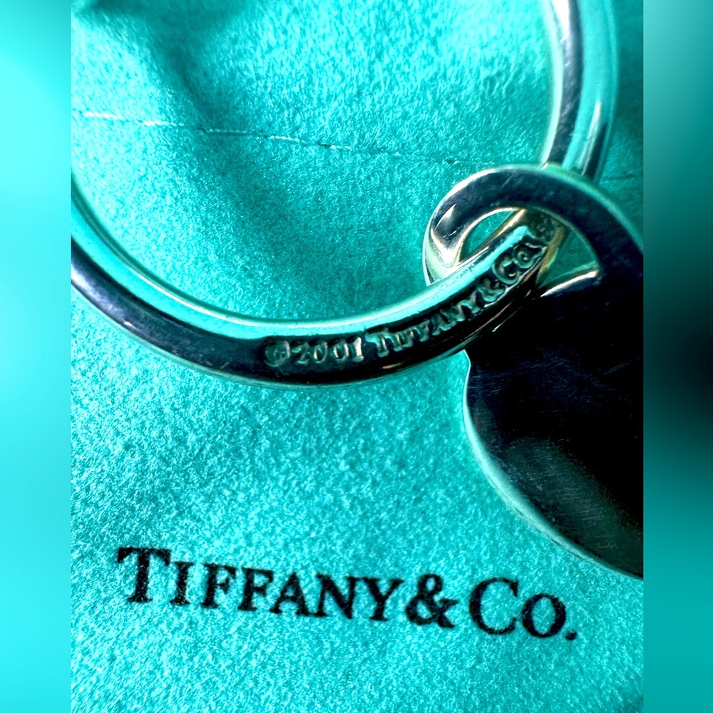 Tiffany & Co. 01 Silver Key Ring Round Tag Sterling Silver Rare Ball End & Pouch - Picture 5 of 6
